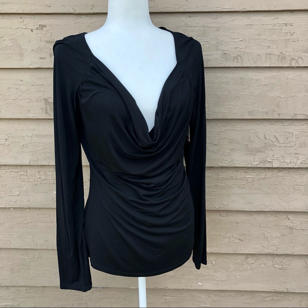 NWT! INC deep V black top!